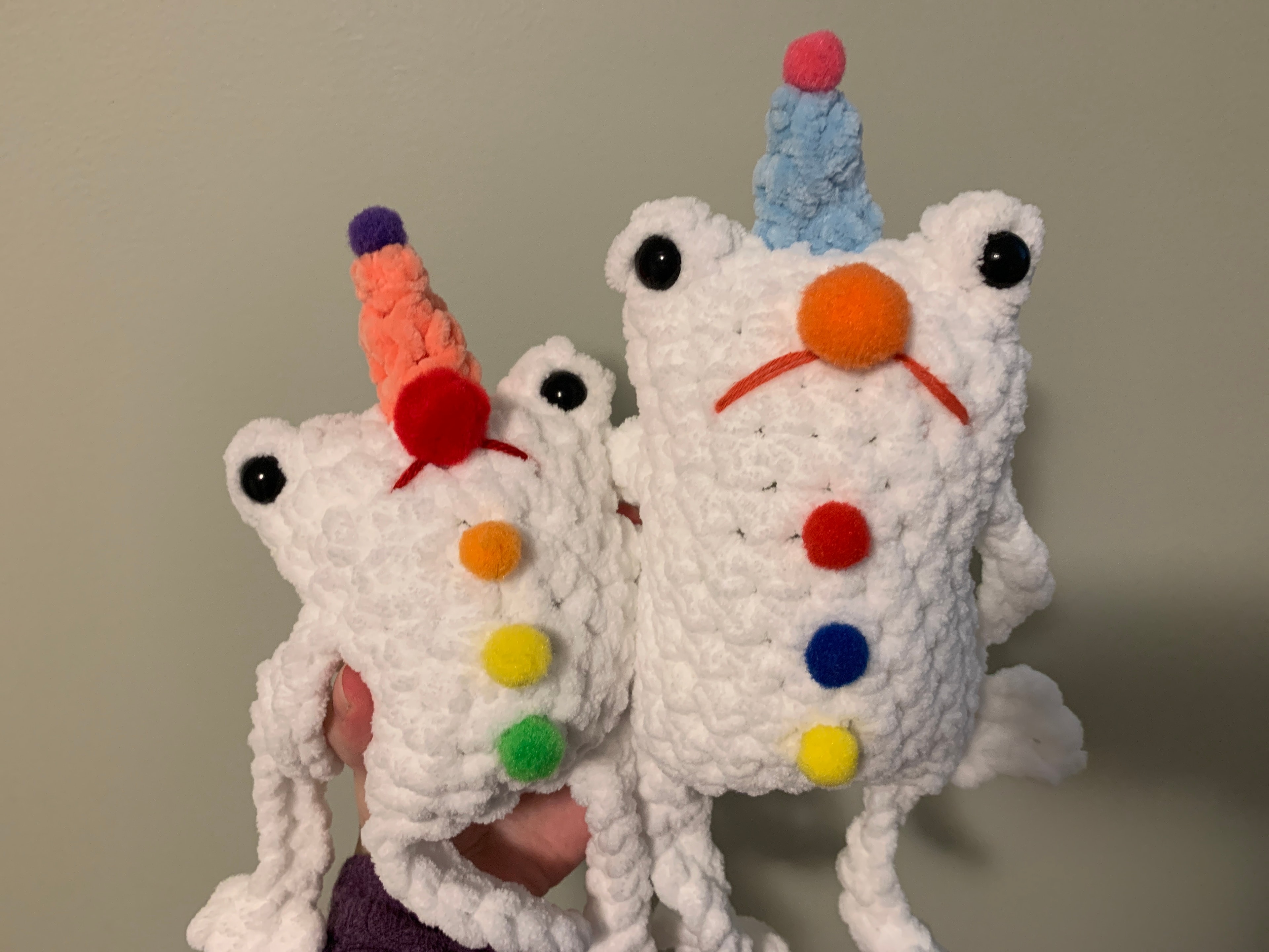 Handmade crochet The Sad Clown Frogs named Balloon